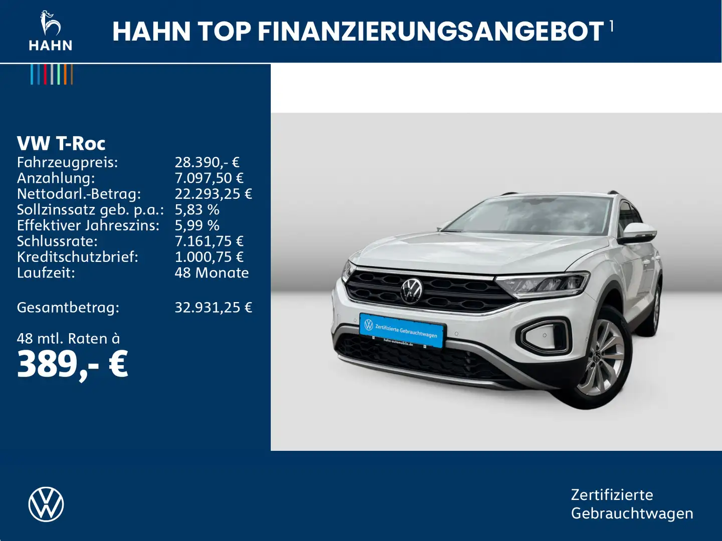 Volkswagen T-Roc Life 1,5TSI DSG LED ACC KAM TEMPOM SHZ APP Weiß - 2