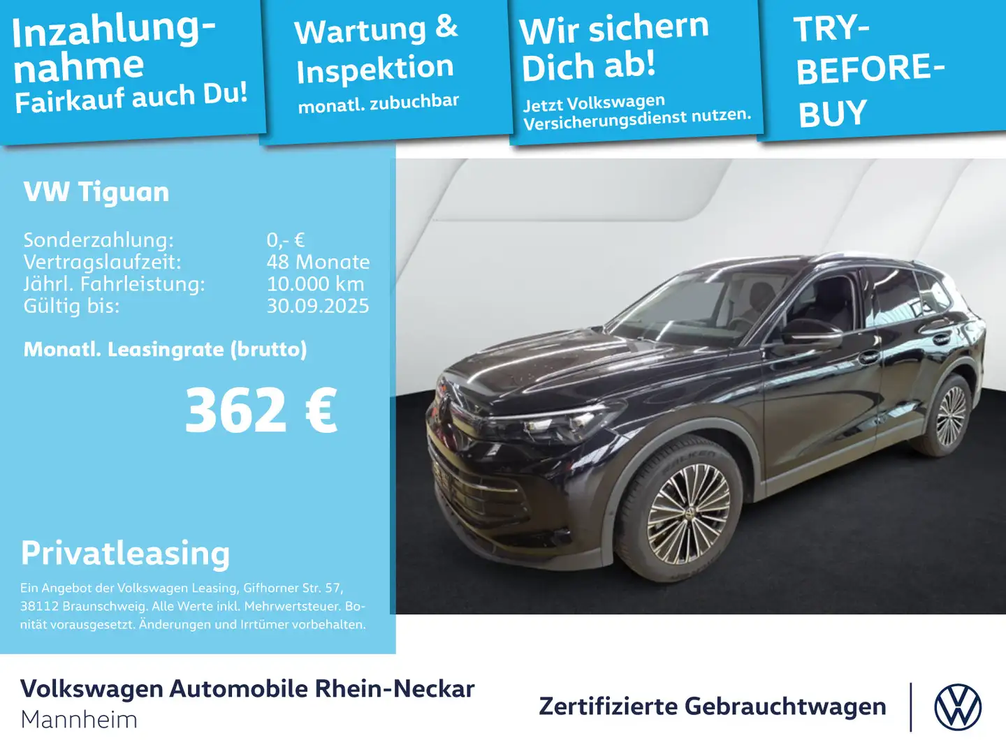 Volkswagen Tiguan 1.5 eTSI Life DSG Navi AHK Kamera uvm Schwarz - 1