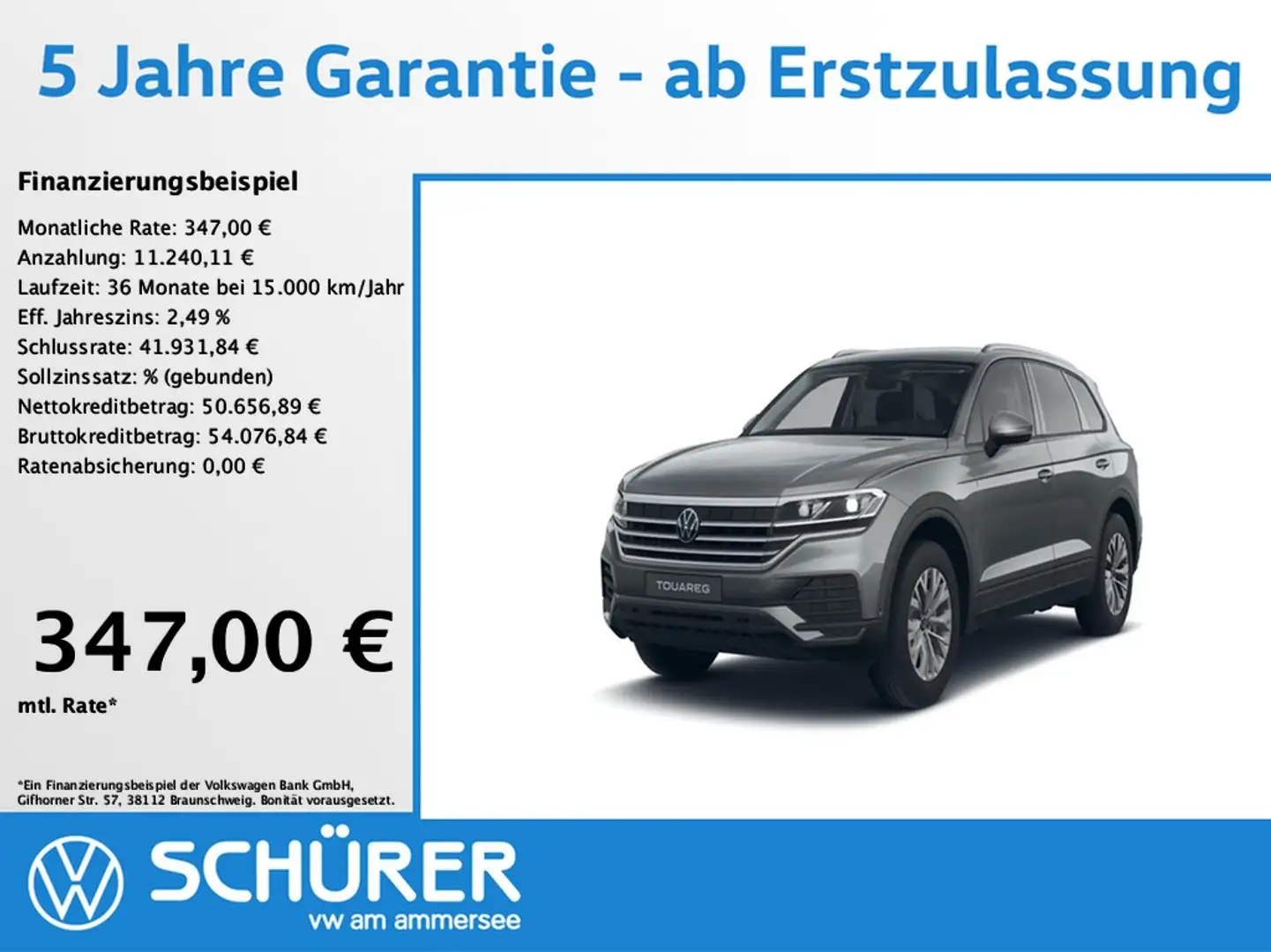 Volkswagen Touareg 3.0TDI 4Motion Luft AHK Totwinkel Keyless Rkam Grau - 1