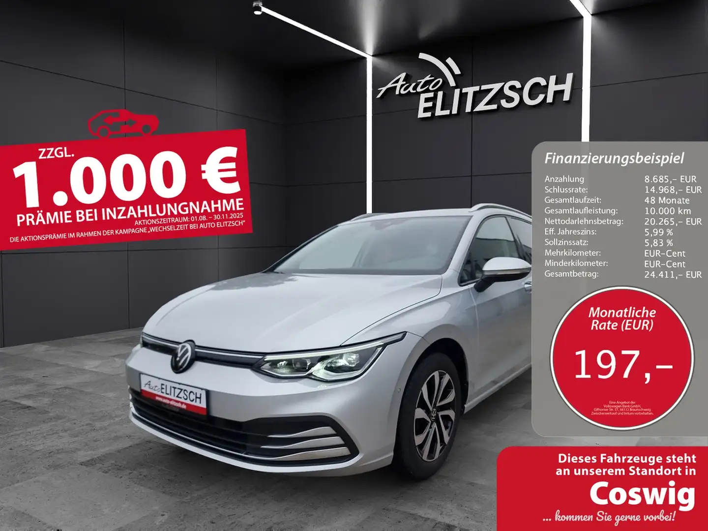Volkswagen Golf VIII Variant TDI Active DSG LEDplus AHK Navi AI... Silber - 1