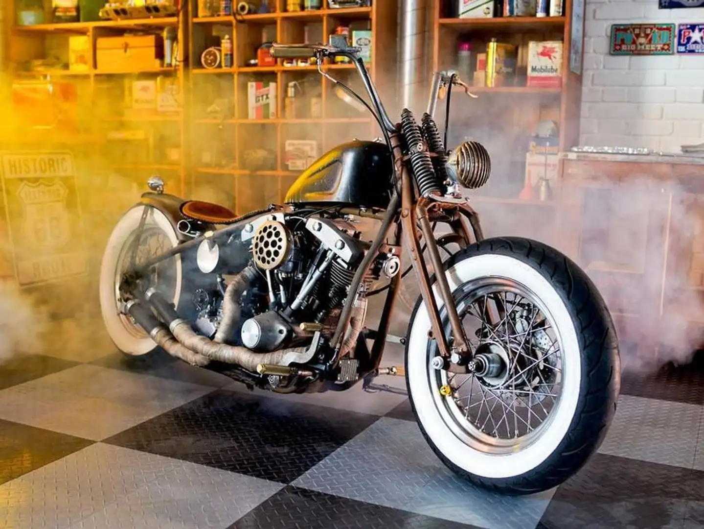 Harley-Davidson Early Shovel custom bike Grau - 1