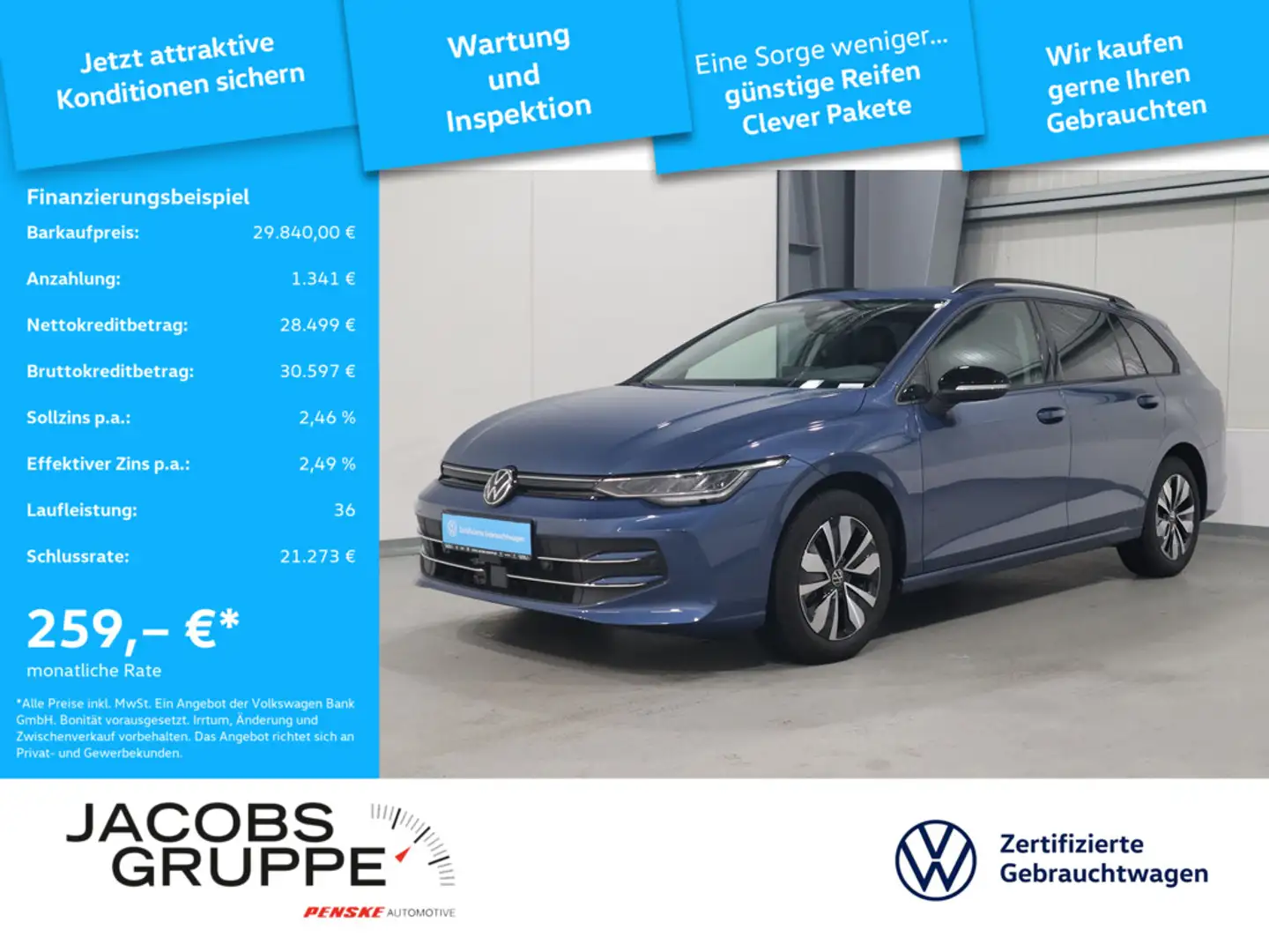 Volkswagen Golf Variant 1.5 eTSI DSG Navi*SHZ*ACC*Klima Goal Blau - 1