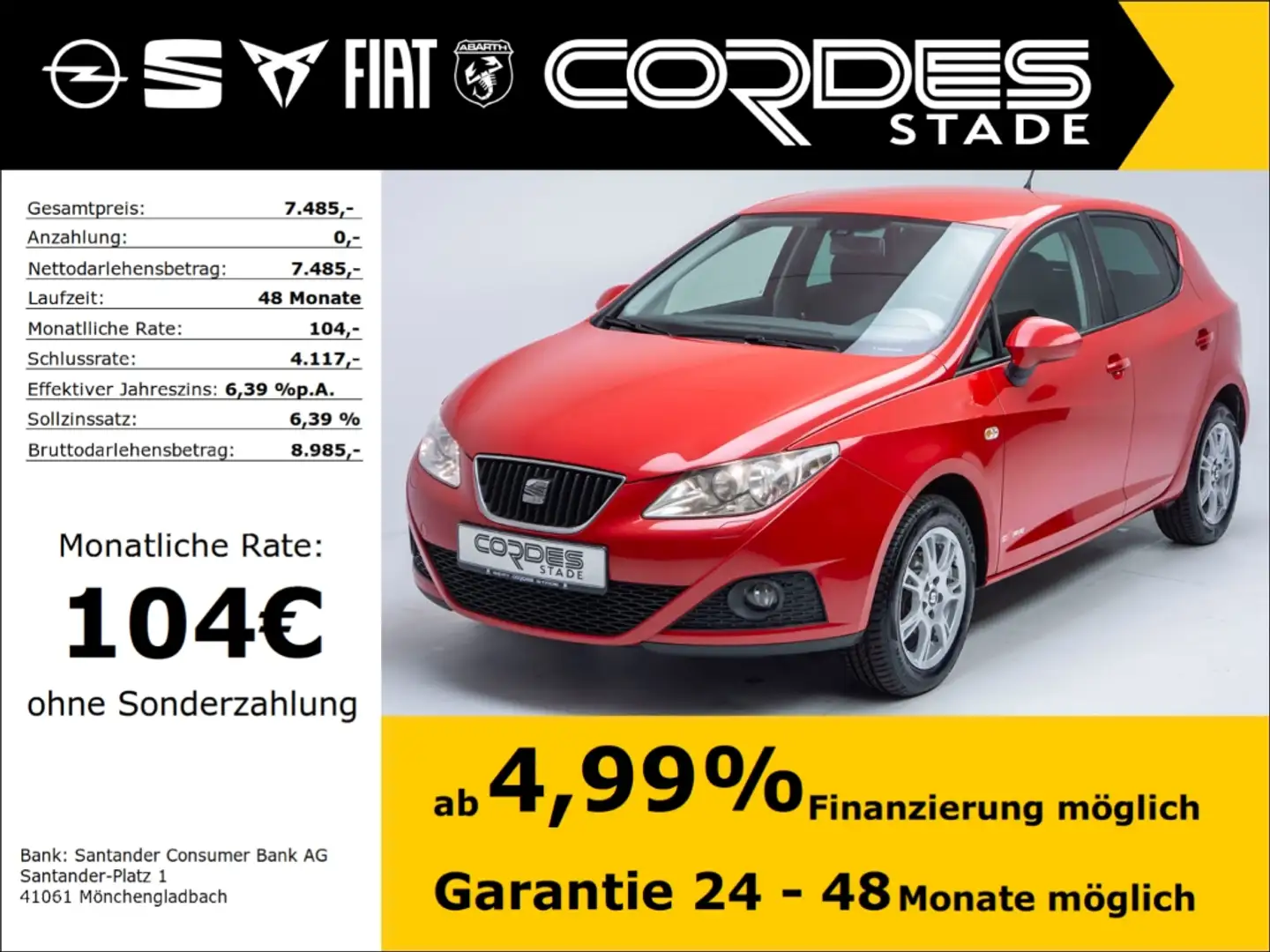 SEAT Ibiza Copa 1.4 16V STYLE PDC Alu Klima (247) Rot - 1
