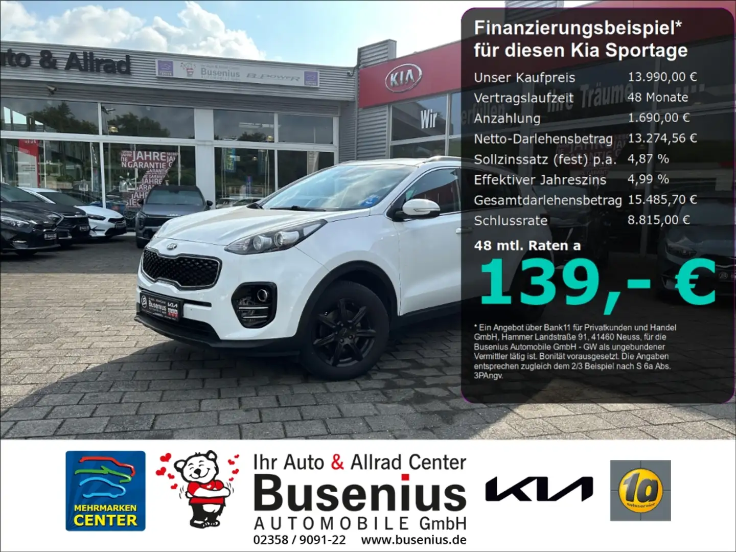 Kia Sportage 1.6 GDI 2WD Vision+AHK+Navi+SHZ+Kamera Blanco - 1