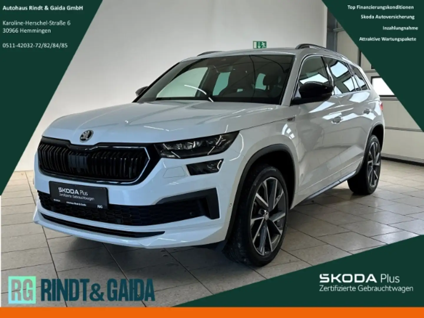 Skoda Kodiaq 2.0 TDI DSG Sportline 4x4 360°Kam Navi Weiß - 1