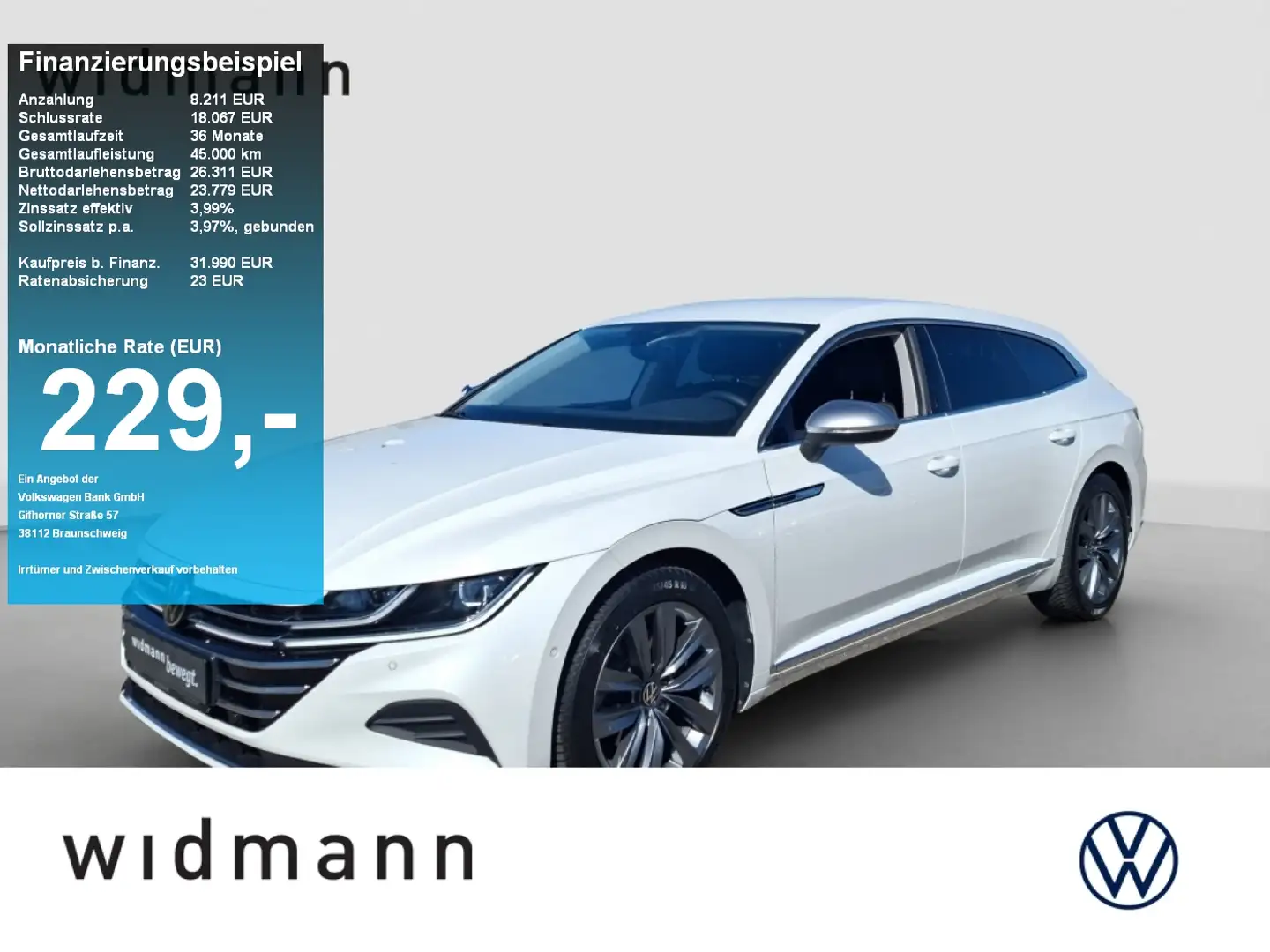 Volkswagen Arteon Shooting Brake 190 PS DSG AHK ACC NAVI Weiß - 1