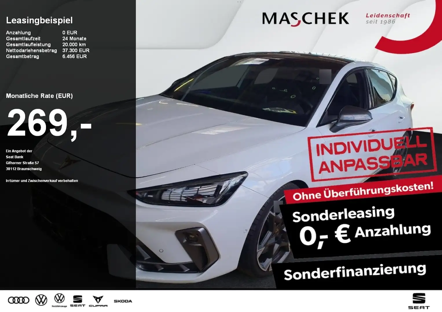 CUPRA Leon 2.0 TSI Sonderleasing! Pano Navi Sitzh. ACC Weiß - 1