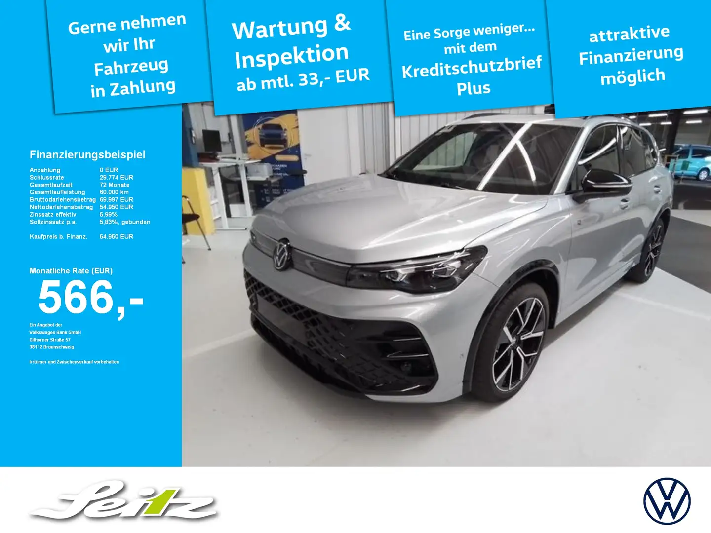Volkswagen Tiguan 2.0 TSI 4M R-Line *AHK*HEAD-UP*MATRIX*KAMERA* Argent - 1