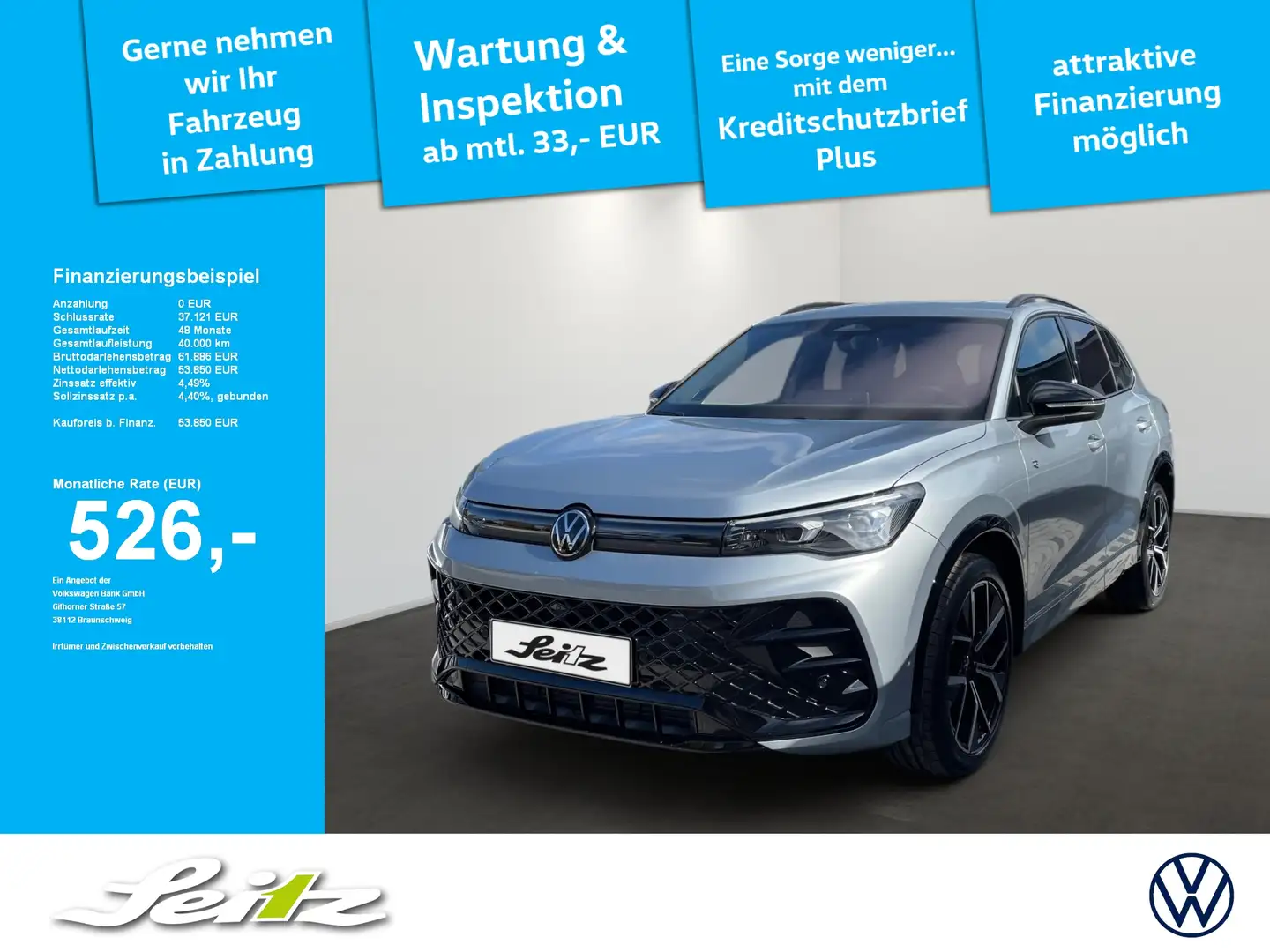 Volkswagen Tiguan 2.0 TSI 4M R-Line *AHK*HEAD-UP*MATRIX*KAMERA* Zilver - 1