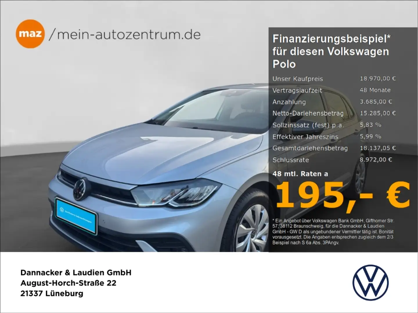 Volkswagen Polo 1.0 TSI Life LED Navi Sitzheizung Digit.Cockpit Ap Silber - 1