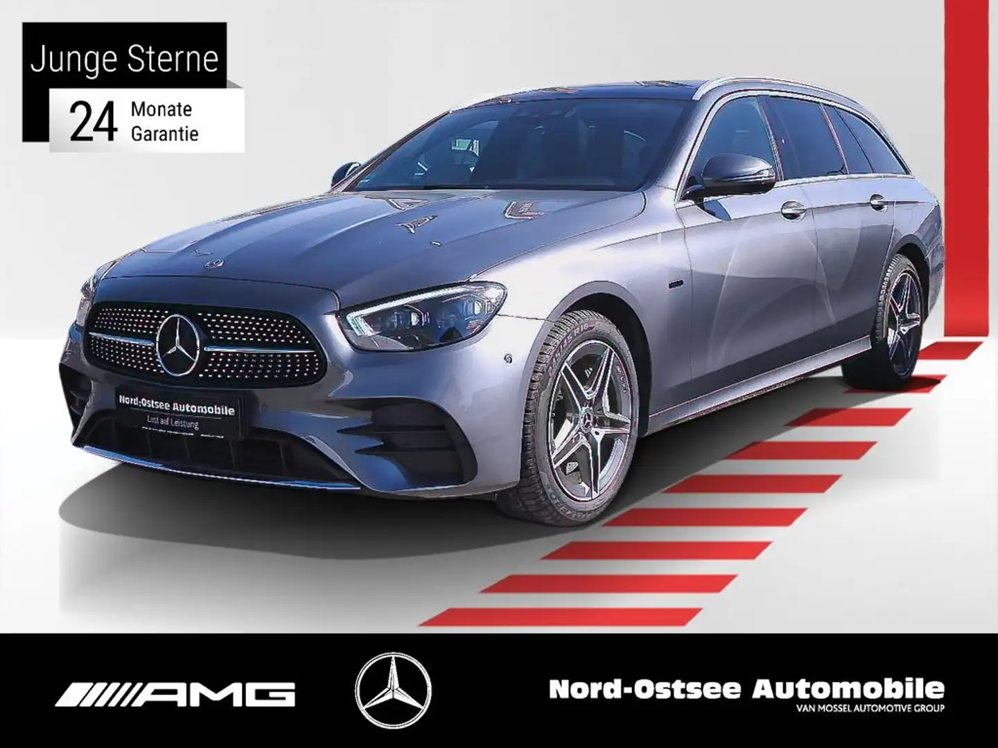 Mercedes-Benz E 300 e T AMG MULTIBEAM DISTRO PANO AHK AMBIENTE Gris - 1
