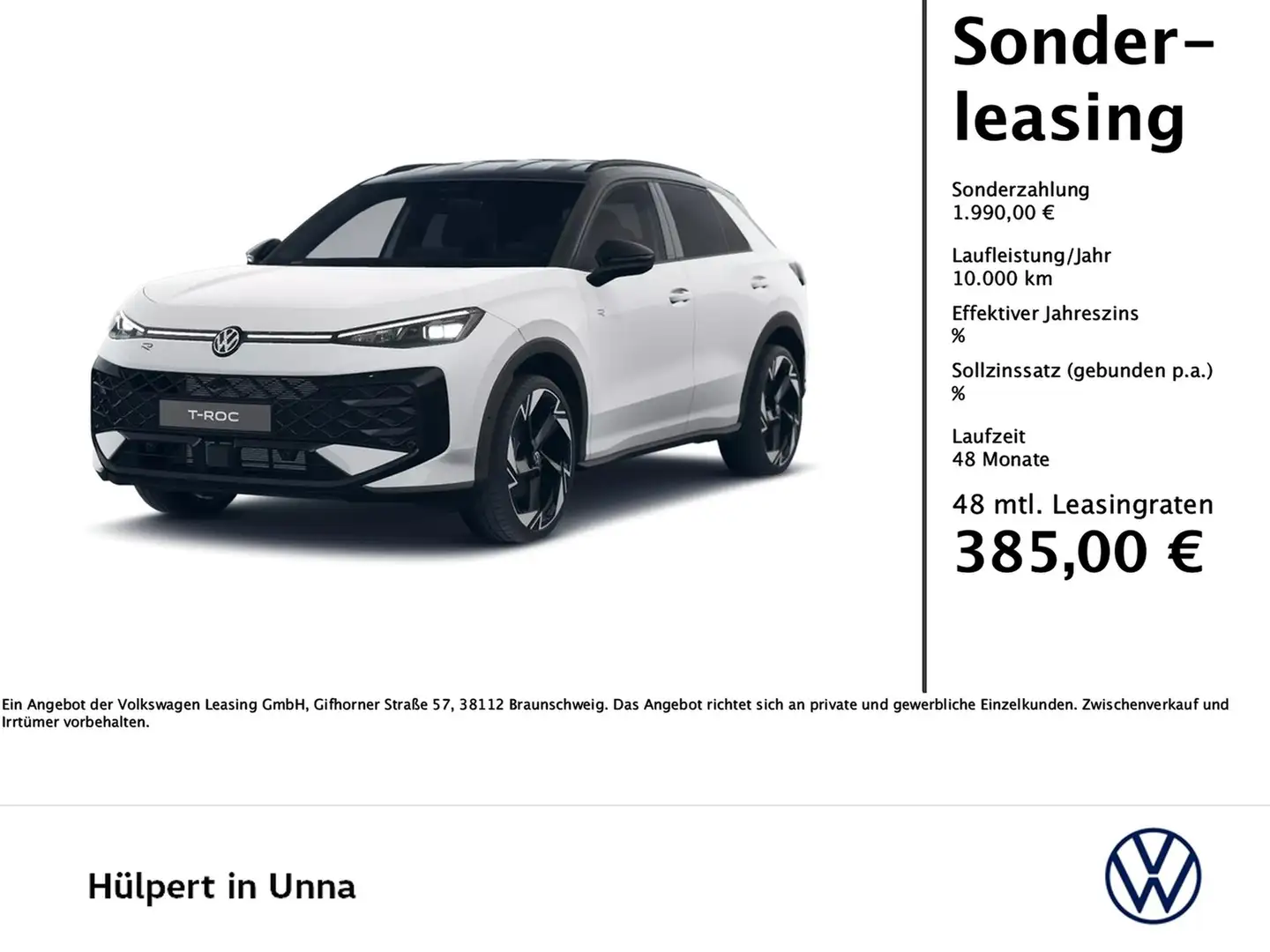 Volkswagen T-Roc 1.5 R-LINE DSG NEUESMODELL BLACKSTYLE LM20 Weiß - 1