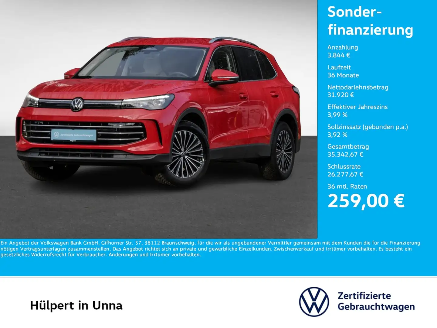 Volkswagen Tiguan 1.5 eTSI ELEGANCE NEUESMODELL AHK CAM 18Z Rouge - 1