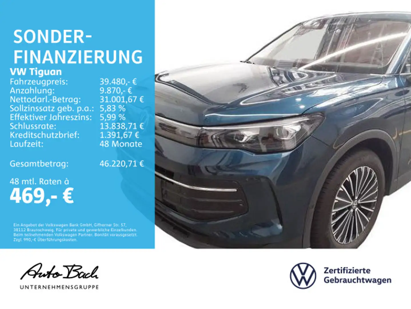 Volkswagen Tiguan 1.5 TSI Life DSG Navi LED Standhzg ACC EP Blau - 2