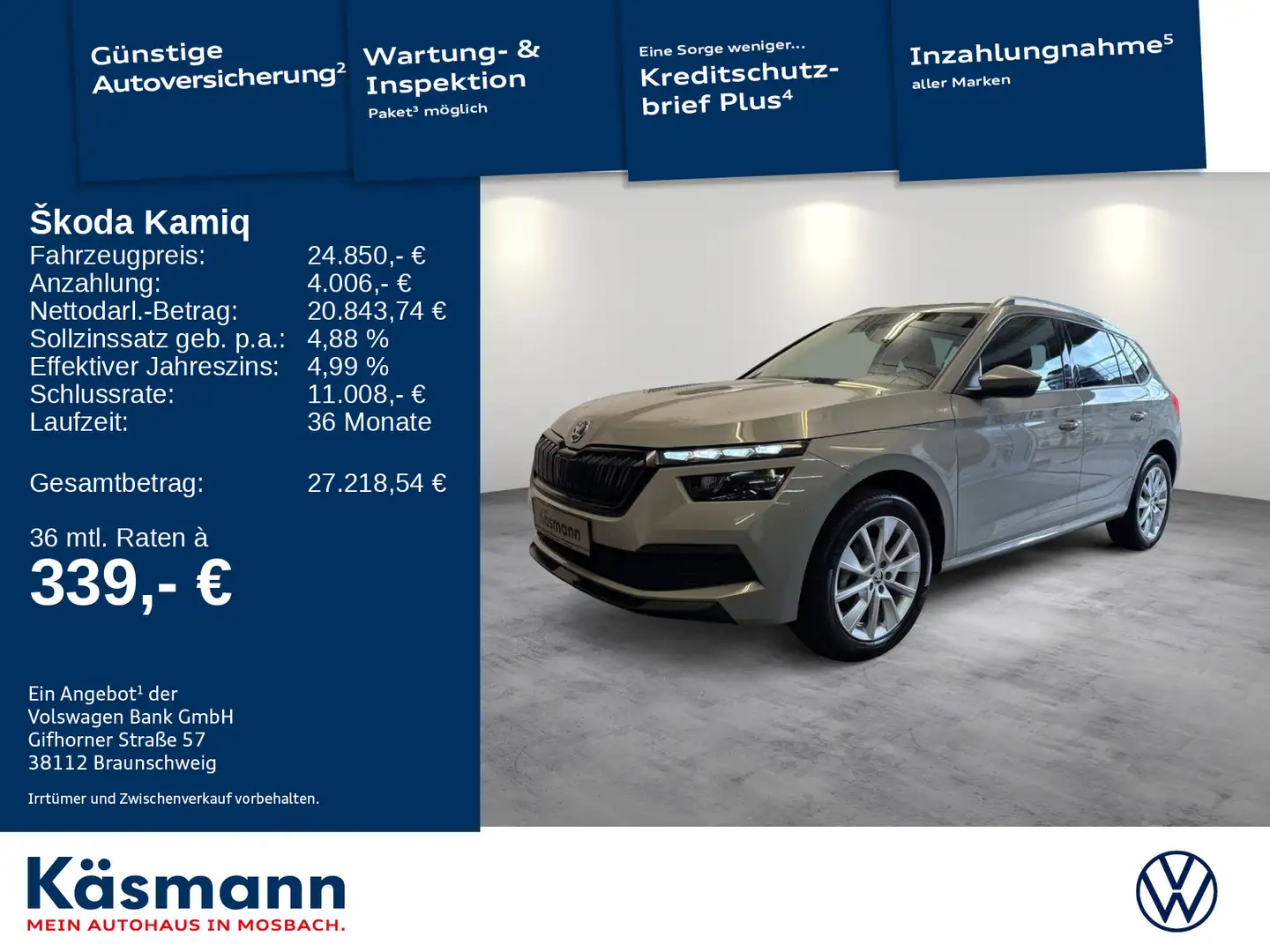 Skoda Kamiq Style 1.5TSI DSG AHKLED KAM KESSY Grau - 1