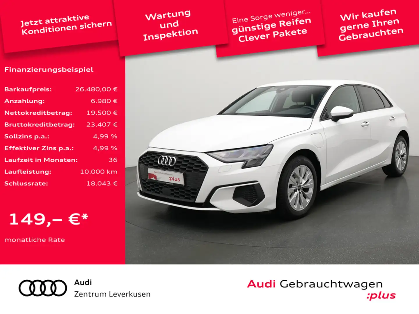 Audi A3 Sportback e ACC AHK CARPLAY LED SHZ PORT N Weiß - 1