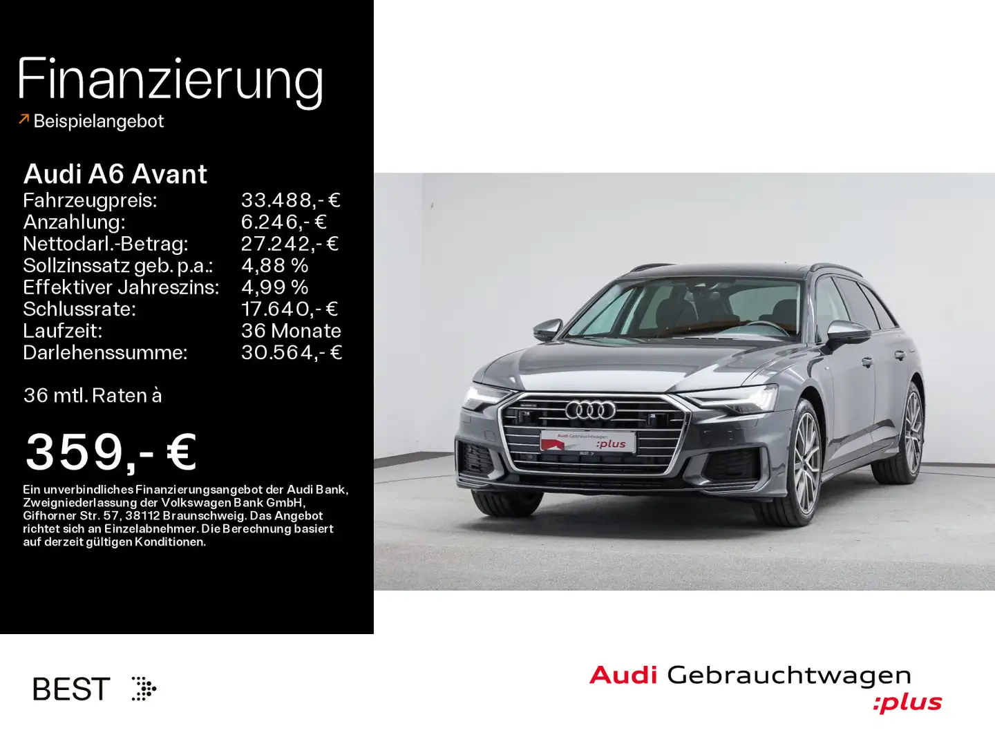 Audi A6 50 TFSI e qu S line ext.*Pano*Matrix Grijs - 1