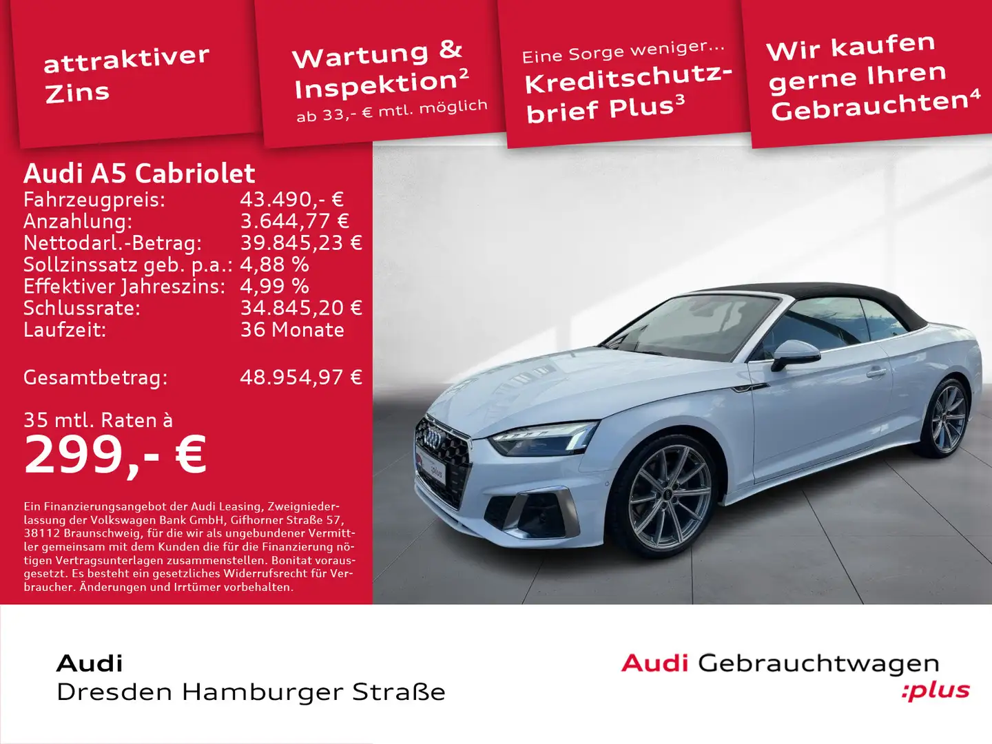 Audi A5 35 TDI S line Matrix Navi AHZV Weiß - 1