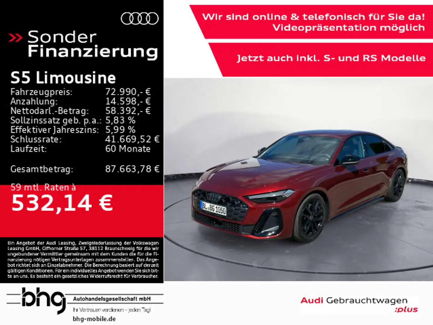 Audi S5 Limousine TFSI S tronic Rouge - 1