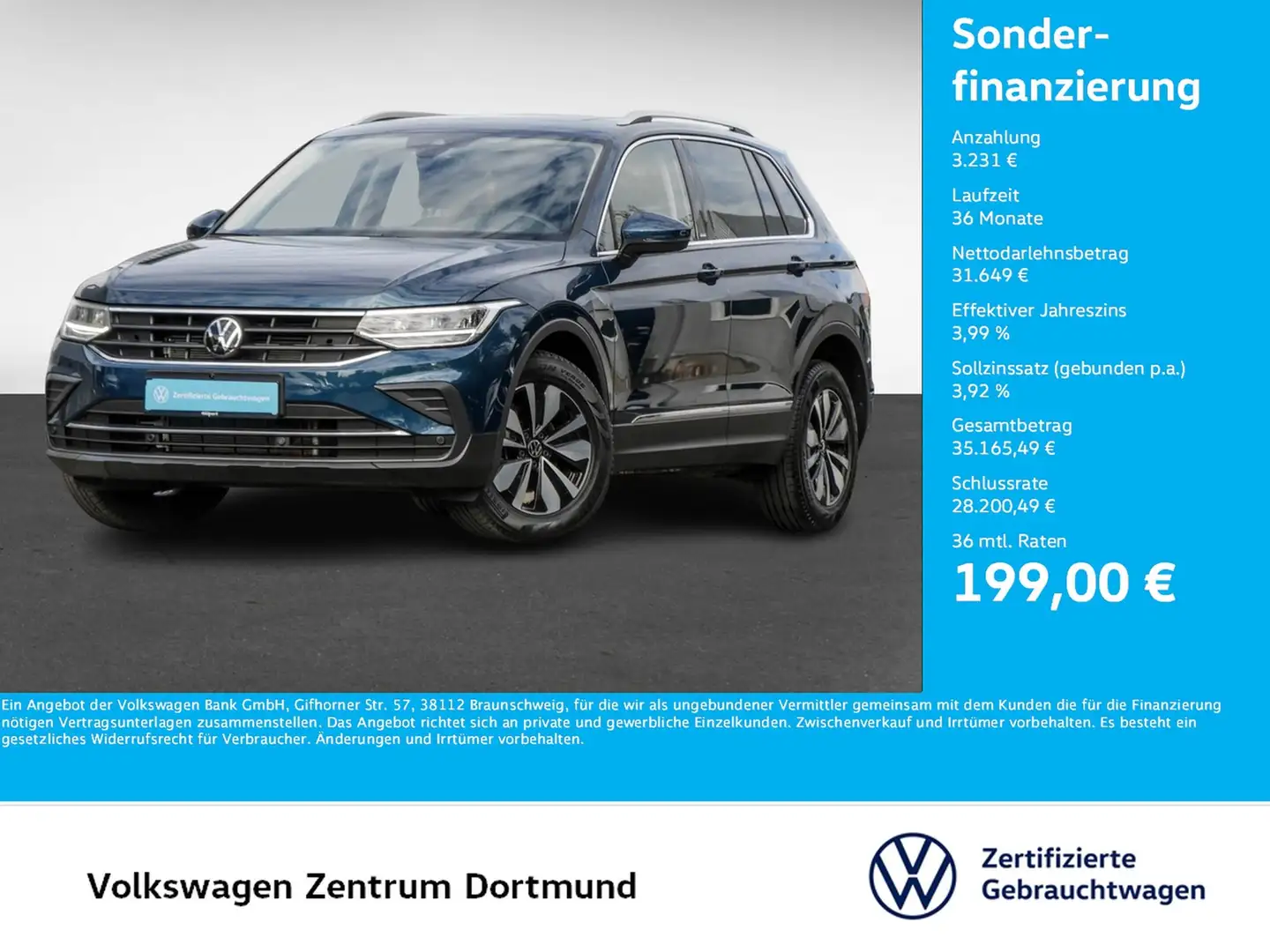 Volkswagen Tiguan 2.0 MOVE STANDHZ PANO AHK 360CAM ACC NAVI Bleu - 1