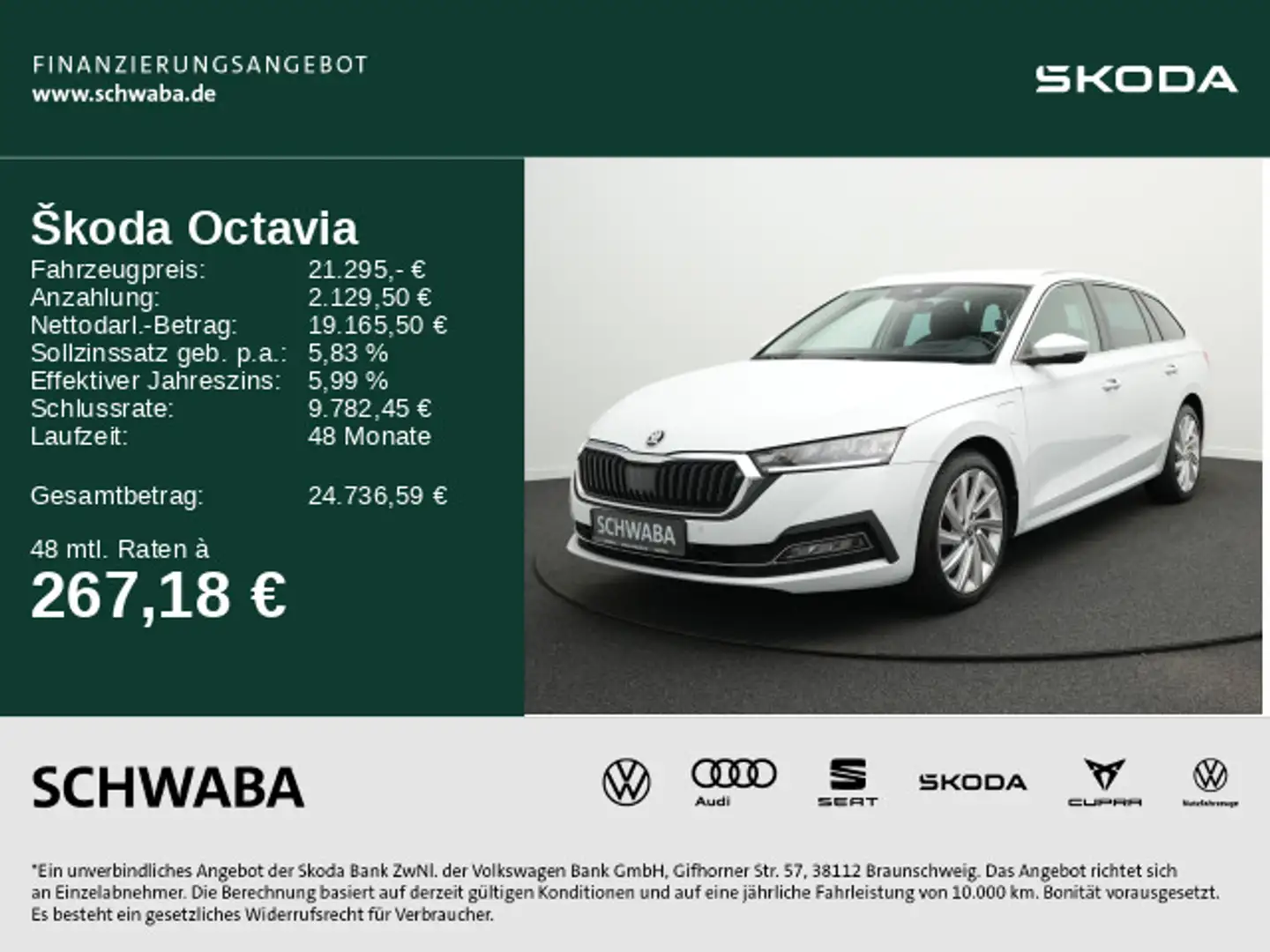 Skoda Octavia Combi Style 1.4TSI electric LED*HdUp*18" Weiß - 1