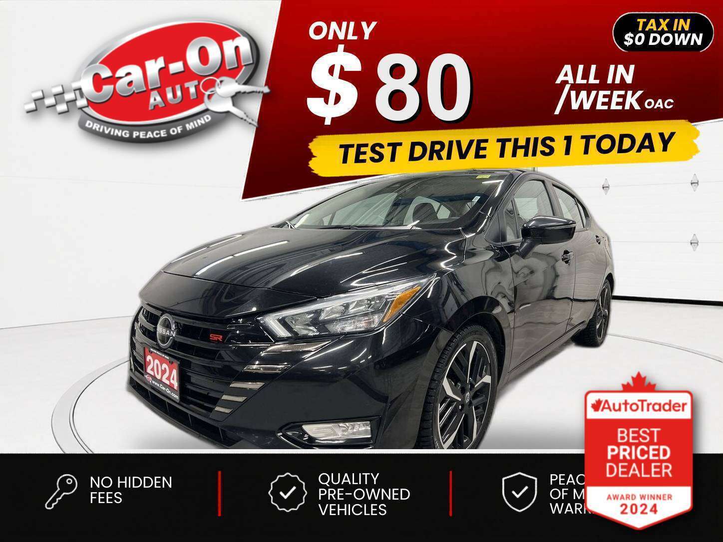 Black 2024 Nissan Versa SR FWD Sedan Front-Wheel Drive Automatic