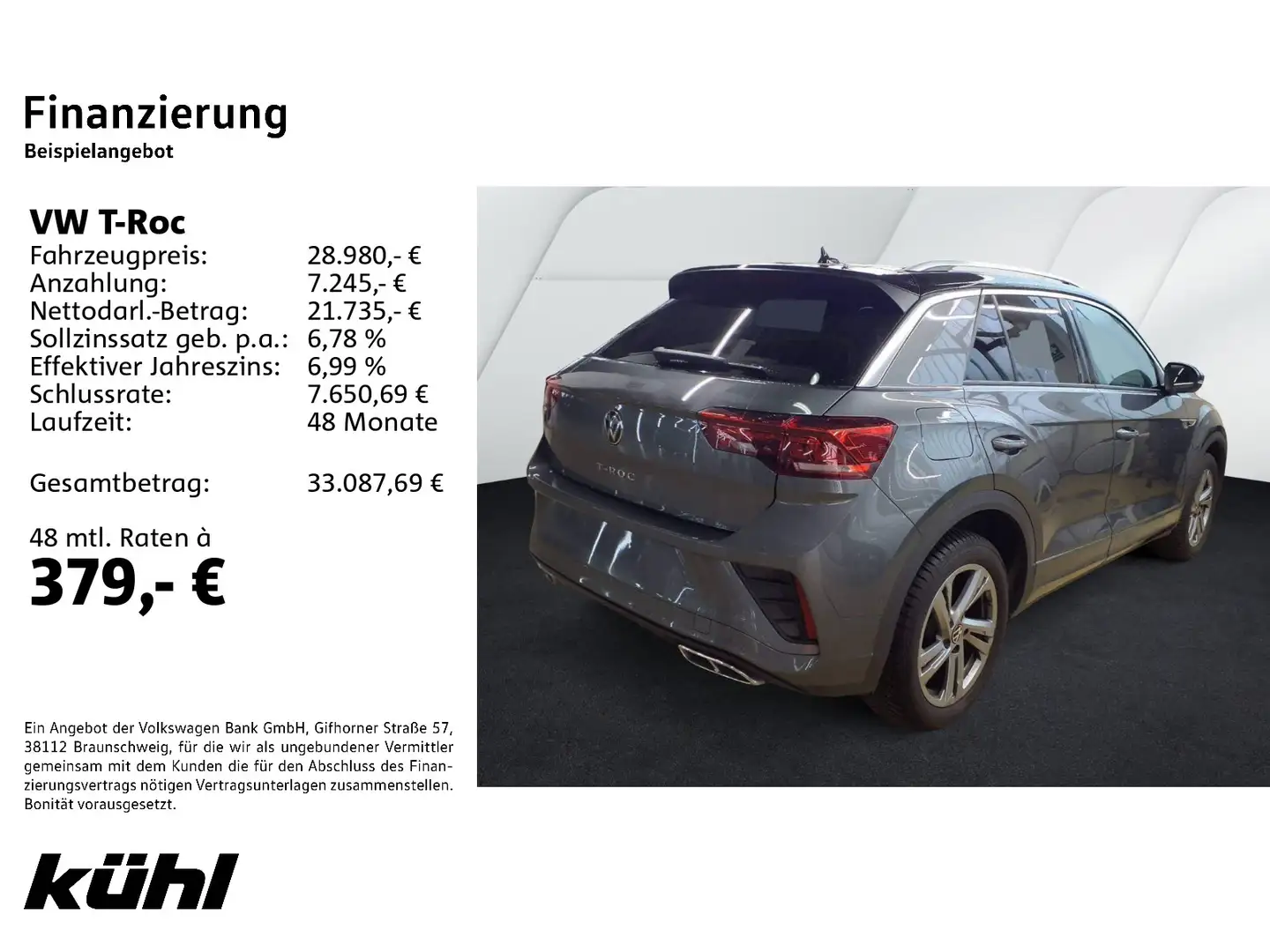 Volkswagen T-Roc 1.5 TSI DSG R-Line LED+/ACC/Kamera/App/Nav Grau - 2