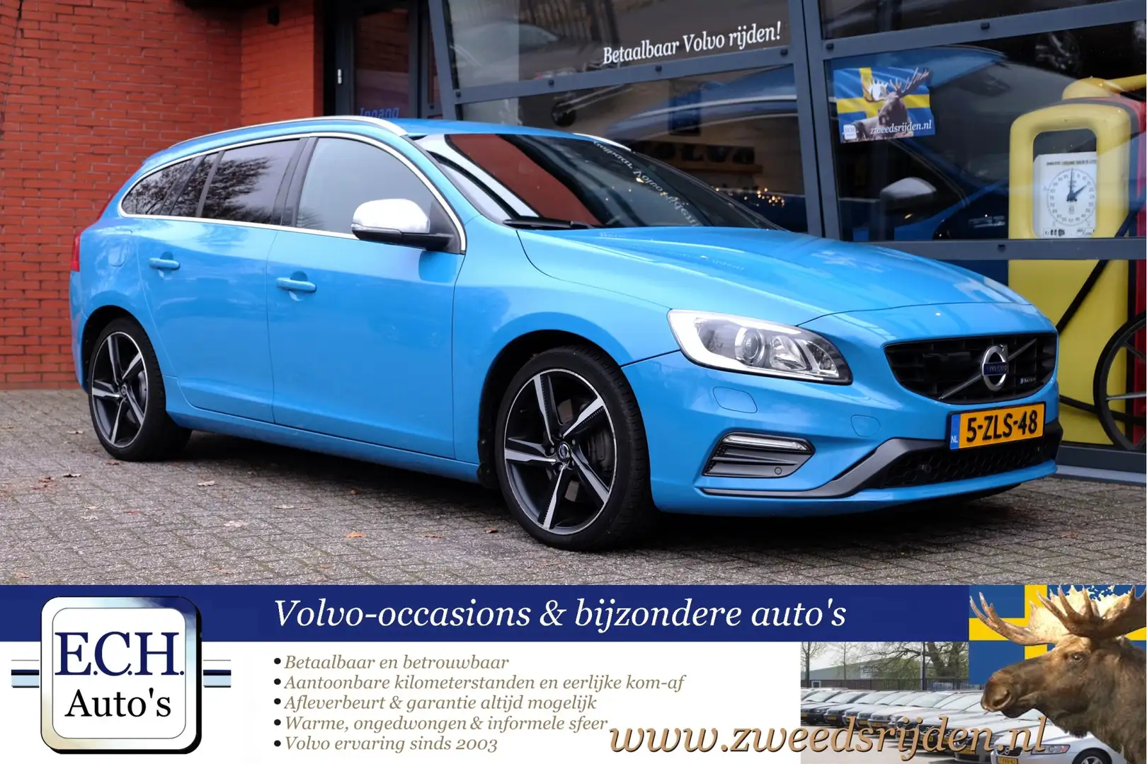Volvo V60 Cross Country 2.4 D4 AWD Aut. R-Design, 5-cilinder, Rebel Blue, Azul - 1