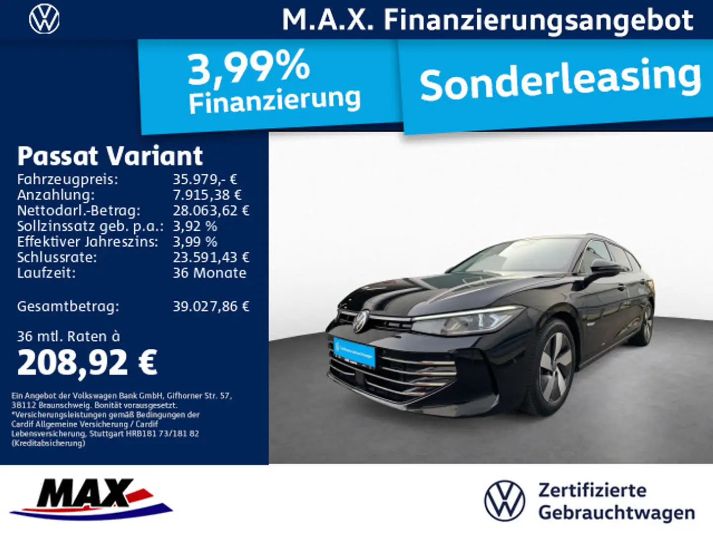 Volkswagen Passat Variant 2.0 TDI DSG ELEGANCE +AHK+KAMERA+ Schwarz - 1