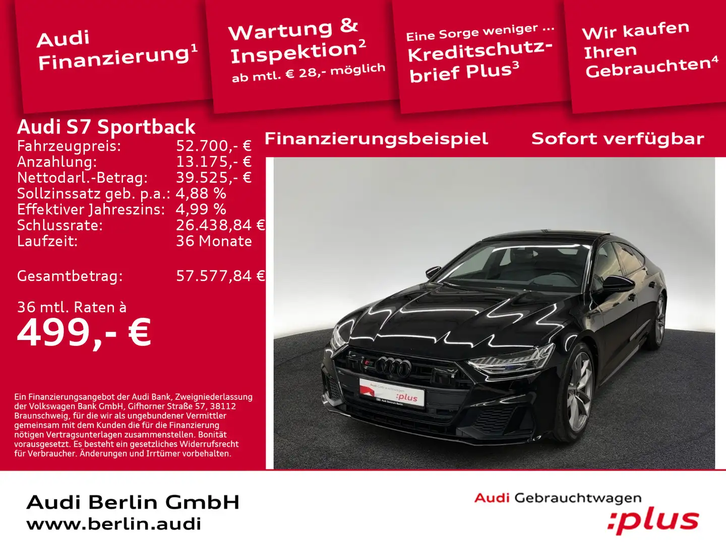 Audi S7 TDI tiptr. MATRIX 360°K HUD PANO Negro - 1