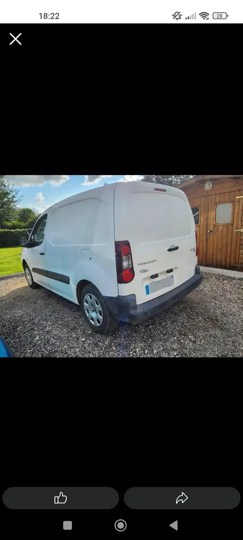 Peugeot Partner B9) Utilitaire Phase 2 L1 600kg 1.6 Blue HDi FAP Fourgon 99 cv Blanc - 2