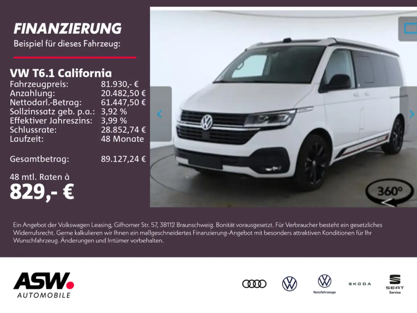 Volkswagen T6.1 California Beach Tour Edition 4M 2.0TDI AHK Weiß - 1