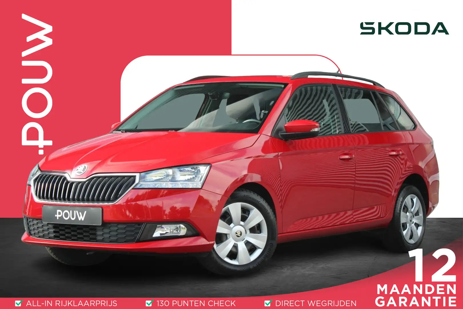 Skoda Fabia Combi 1.0 TSI 95pk Ambition | Trekhaak | Cruise Co Rood - 1