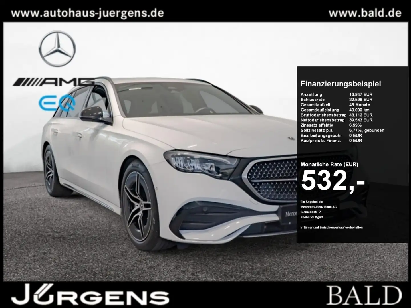 Mercedes-Benz E 220 d T AMG-Sport/LED/Cam/Night/Stdhz/Distr/19 Weiß - 1