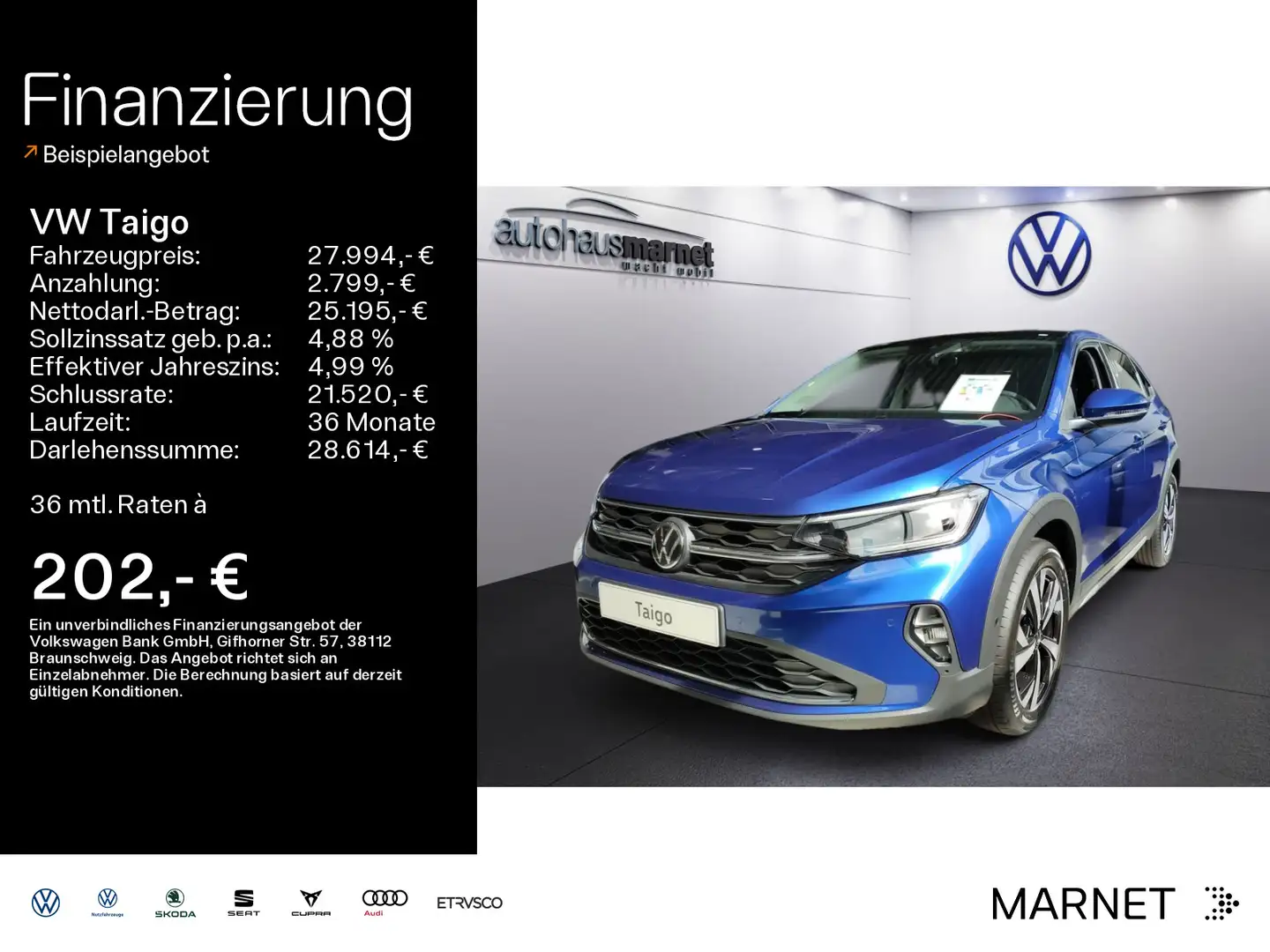 Volkswagen Taigo 1.0 TSI DSG Style AHK*PANO*LAS*FAS*PAS*RFK Синий - 1