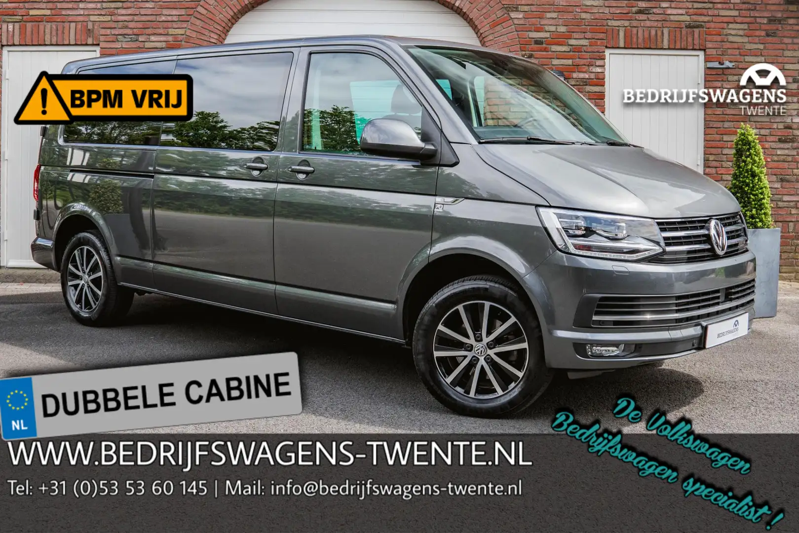 Volkswagen T6 Transporter 2.0 TDI 150PK DSG L2H1 DUB/CAB Highline MARGE Grijs - 1