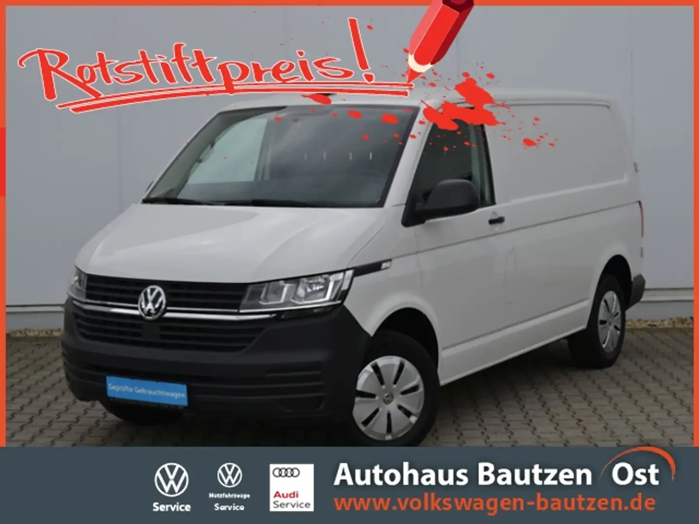 Volkswagen T6.1 Transporter Kasten 2.0 TDI 150 PS PDC/APP-CONNECT/GRA/VORB.-A Weiß - 1
