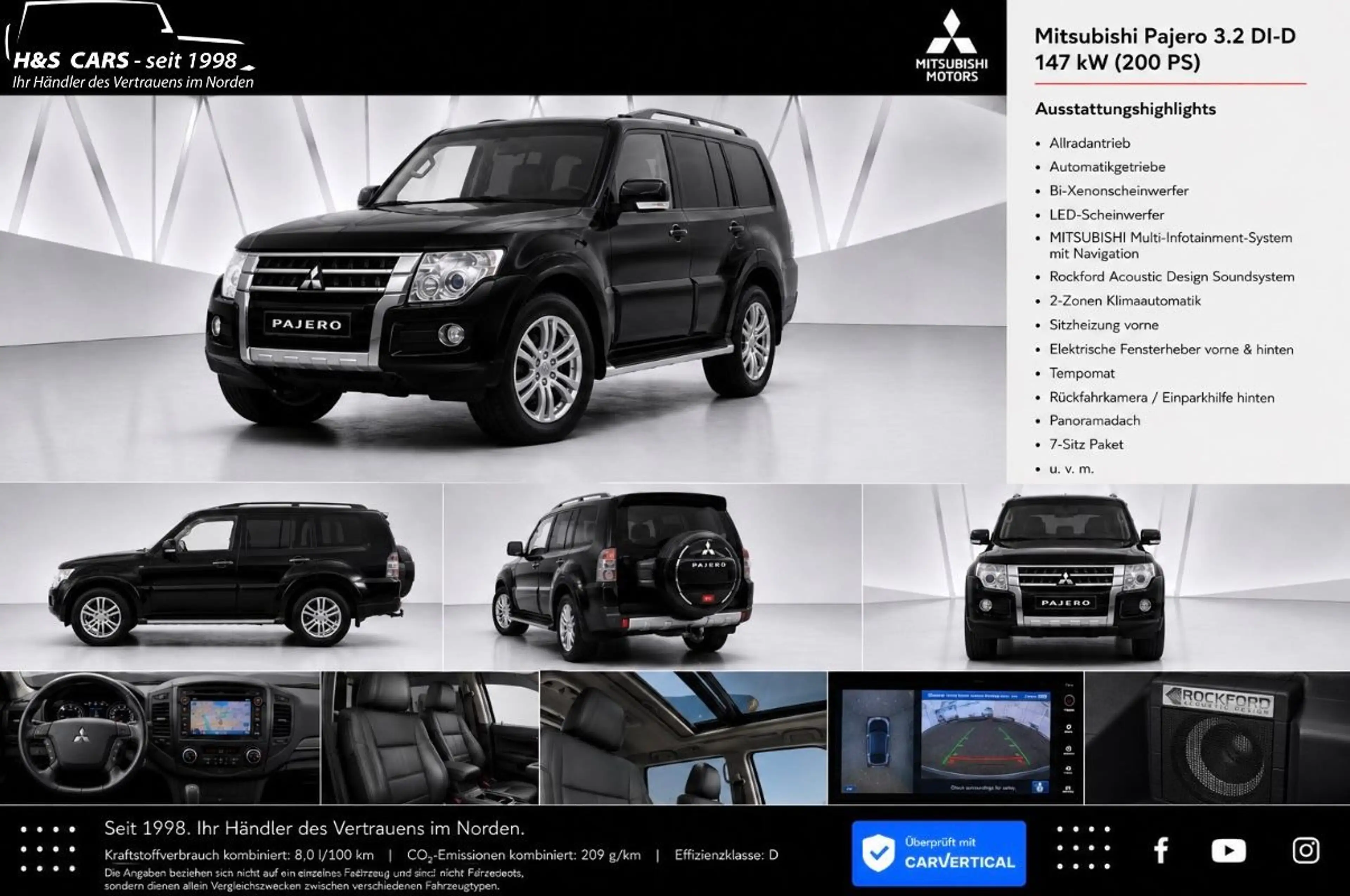 Mitsubishi Pajero 3,2 DI-D 4WD Instyle VOLL 7SITZE XEN PANO