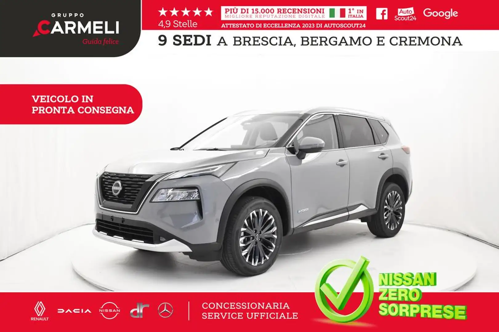 Nissan X-Trail 1.5 e-power Tekna e-4orce 4wd auto - NUOVO Šedá - 1
