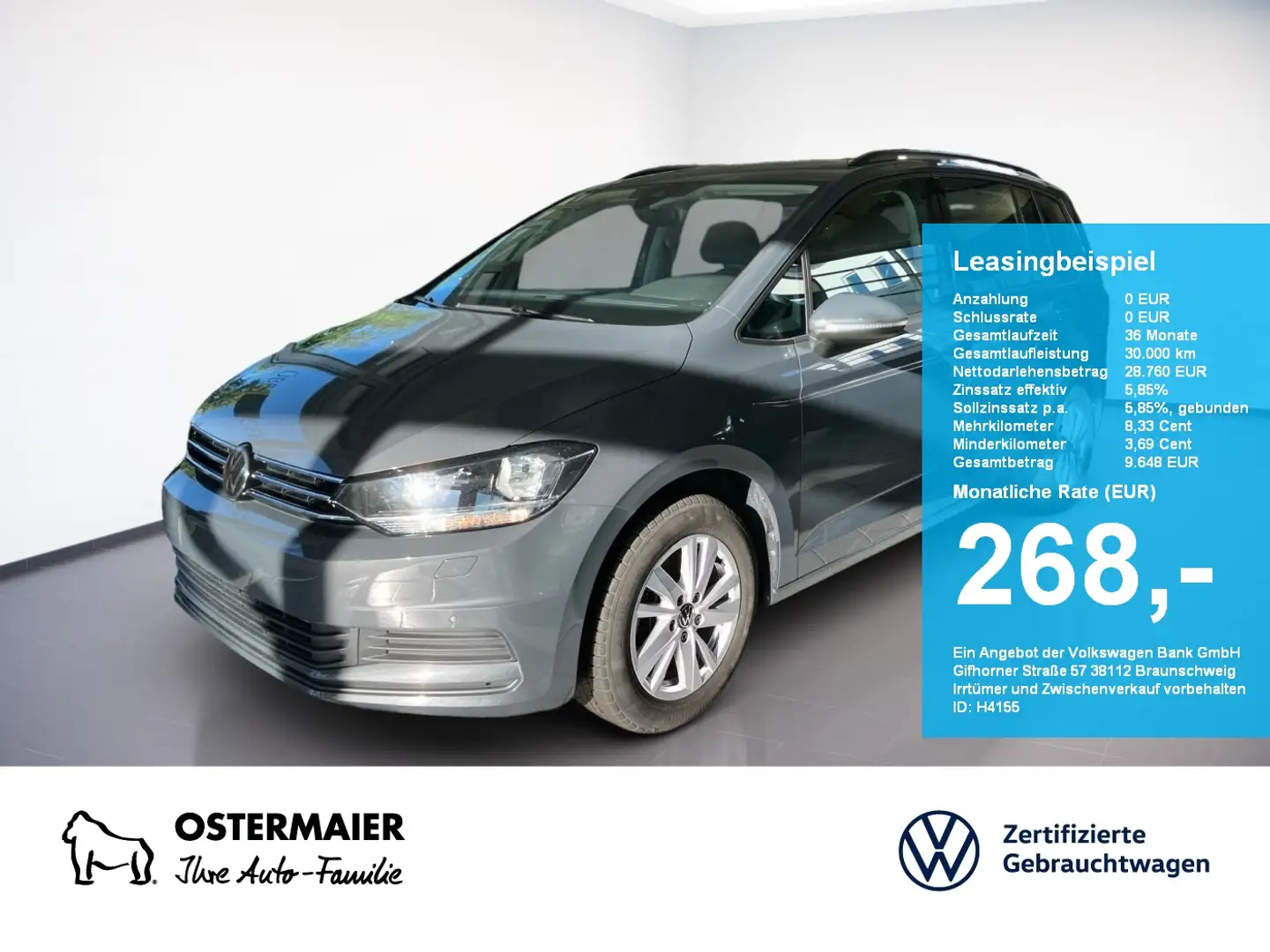 Volkswagen Touran CL 1.5TSI 150PS ACC.7-SITZE.NAVI+VC.2xPDC.APP-C.SH Gris - 1
