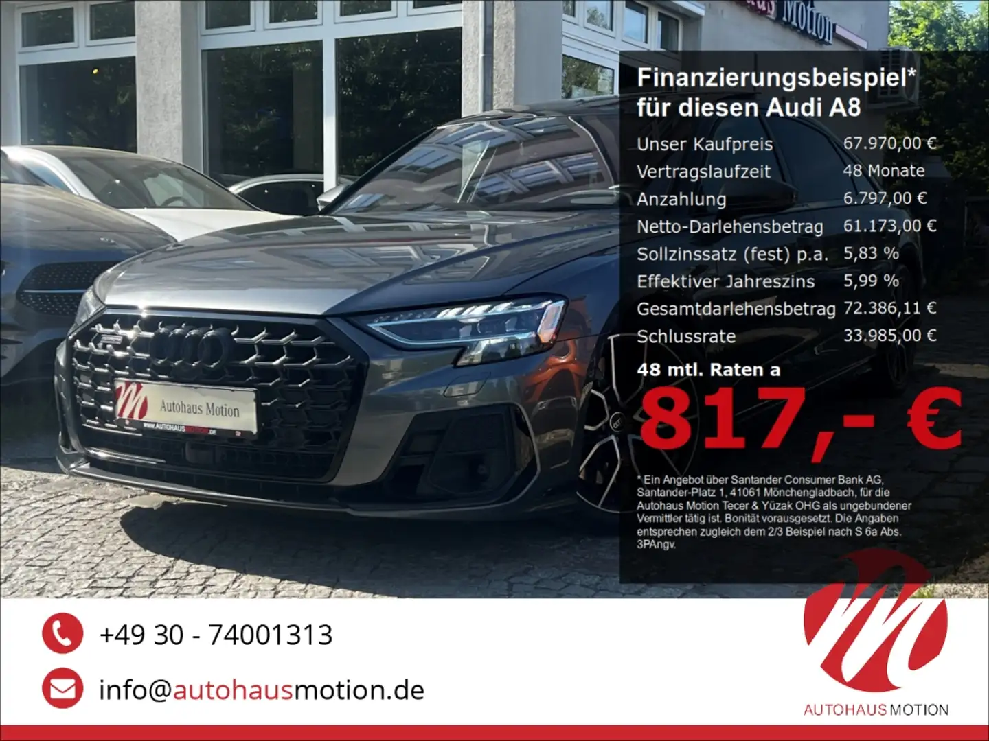 Audi A8 60 TFSI e L quattro 3x S-Line FIRST-CLASS BLACK Grau - 1