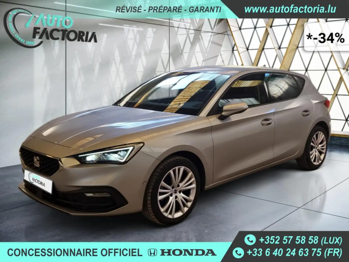 SEAT Leon -34% 1.5 eTSI 150cv BVA7 +MIRRORLINK+CAM+Options Argent - 1