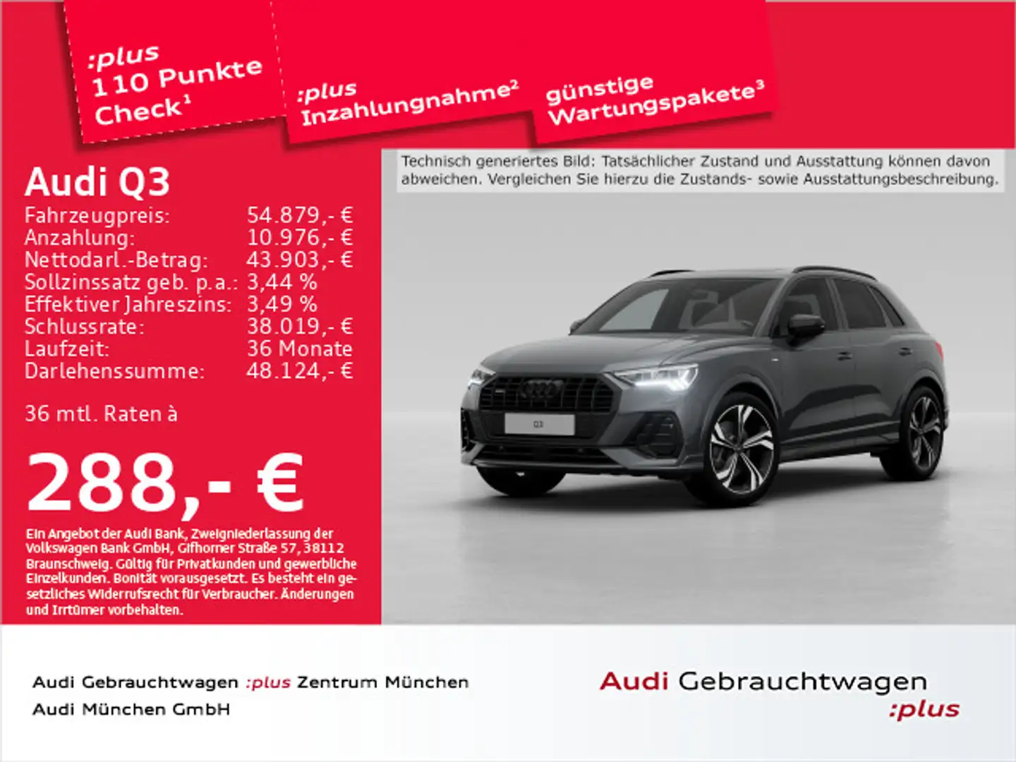 Audi Q3 45 TFSI qu. S tronic S line Pano/AHK/StdHzg/A Grau - 1