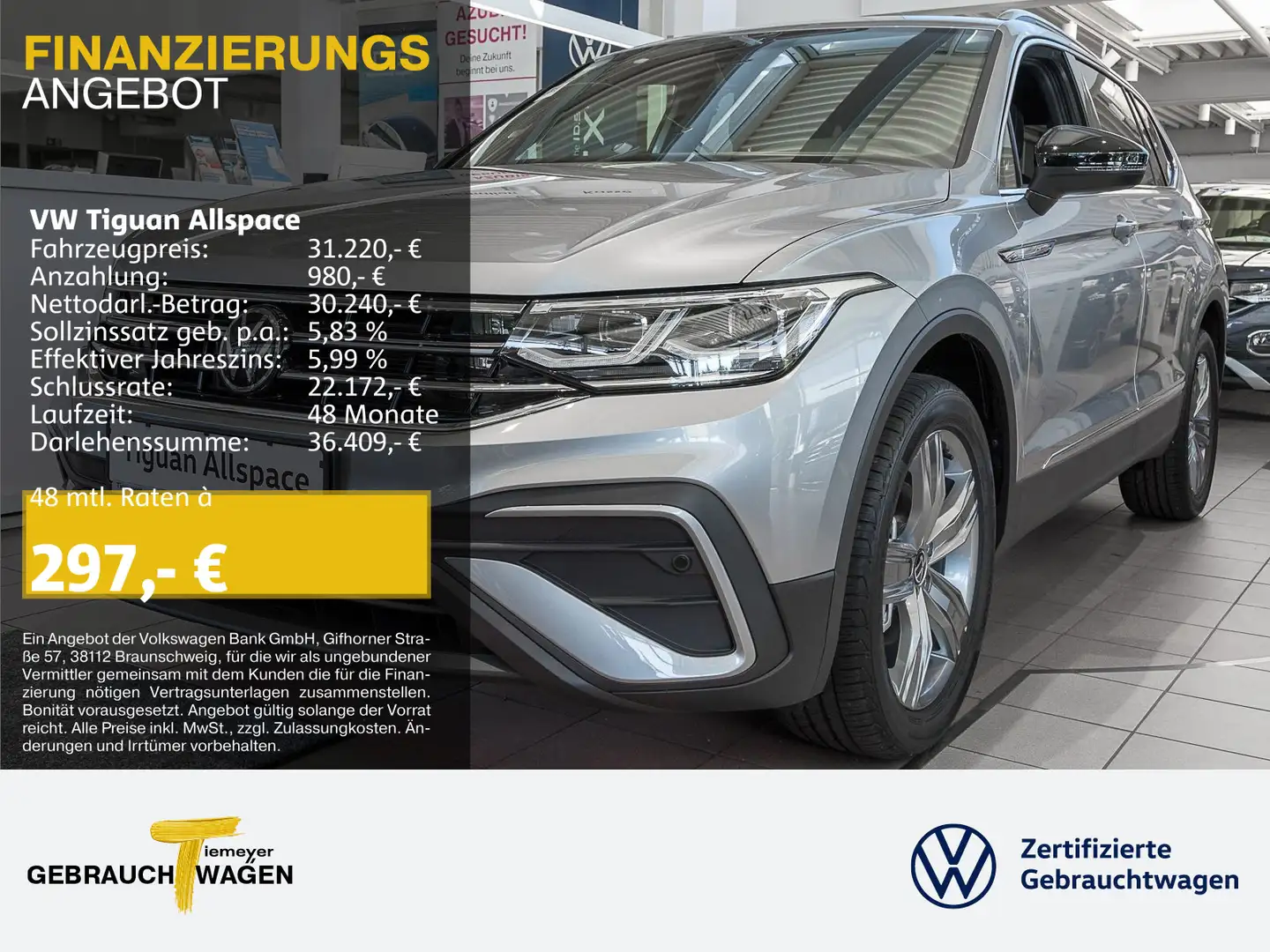 Volkswagen Tiguan Allspace 1.5 TSI DSG MOVE MATRIX KAMERA N Silber - 1