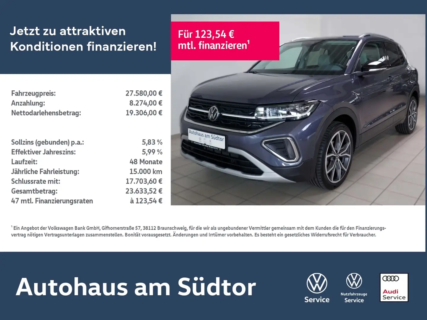 Volkswagen T-Cross Style 1.0 TSI | LED AHK RFK ACC Navi Grau - 1