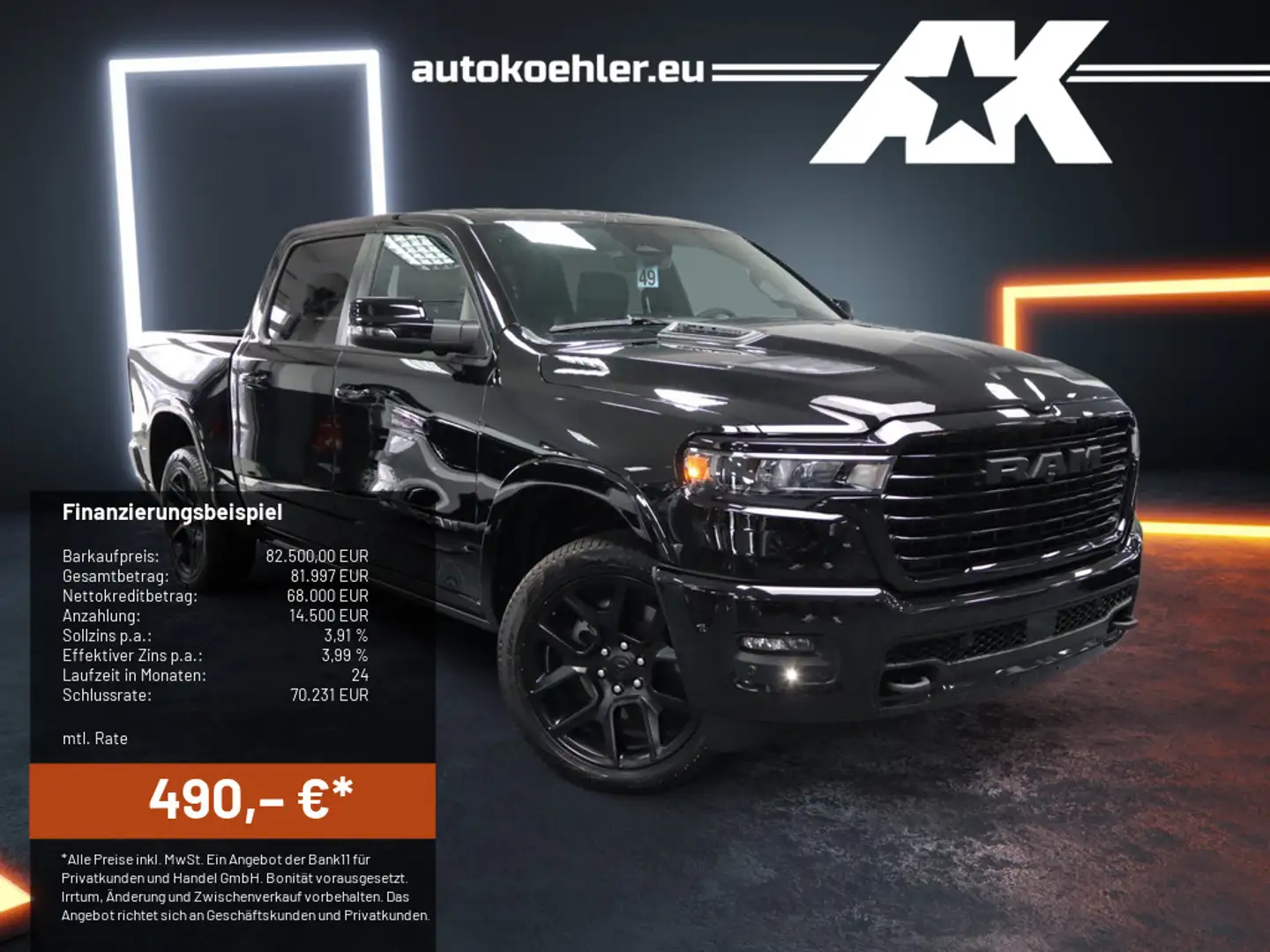 Dodge RAM 1500 Laramie NIGHT ACC, Harman Kardon, Cluster, My Schwarz - 1