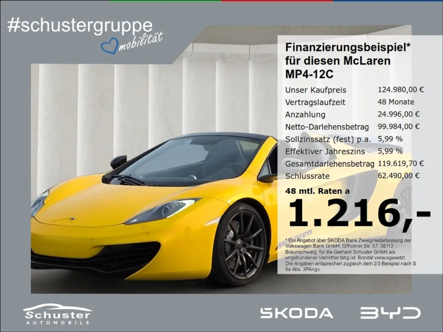 McLaren MP4-12C Spider 3.8 V8*Carbon Meridian Navi Tempo Gelb - 1