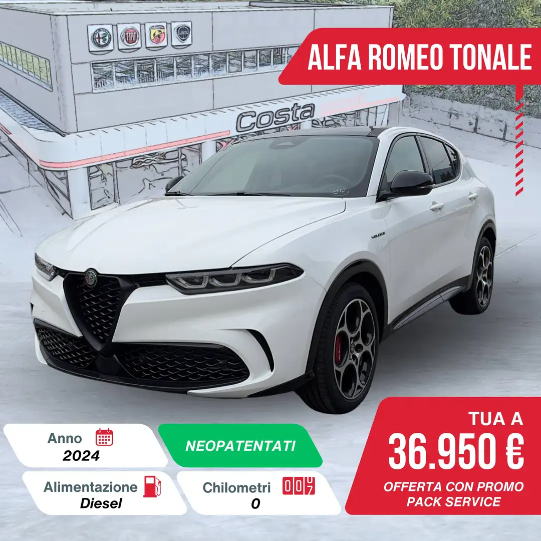 Alfa Romeo Tonale 1.6 diesel 130 CV TCT6 Veloce Wit - 1