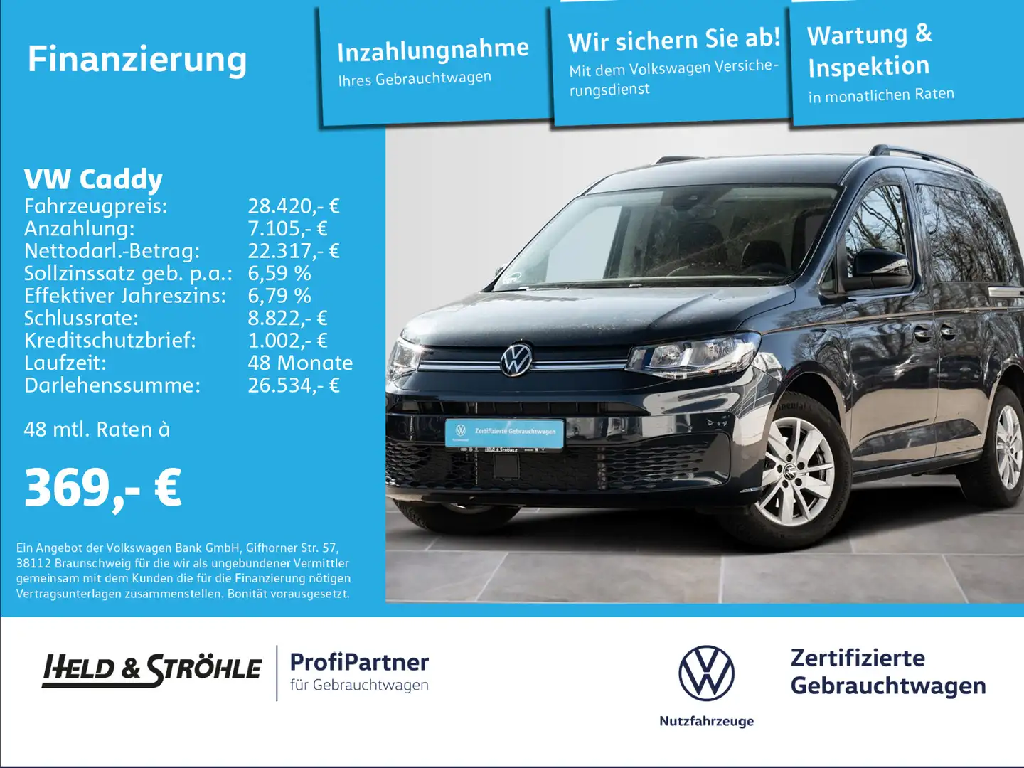 Volkswagen Caddy Life 2.0 TDI NAVPRO KAM PDC SHZ Blau - 1
