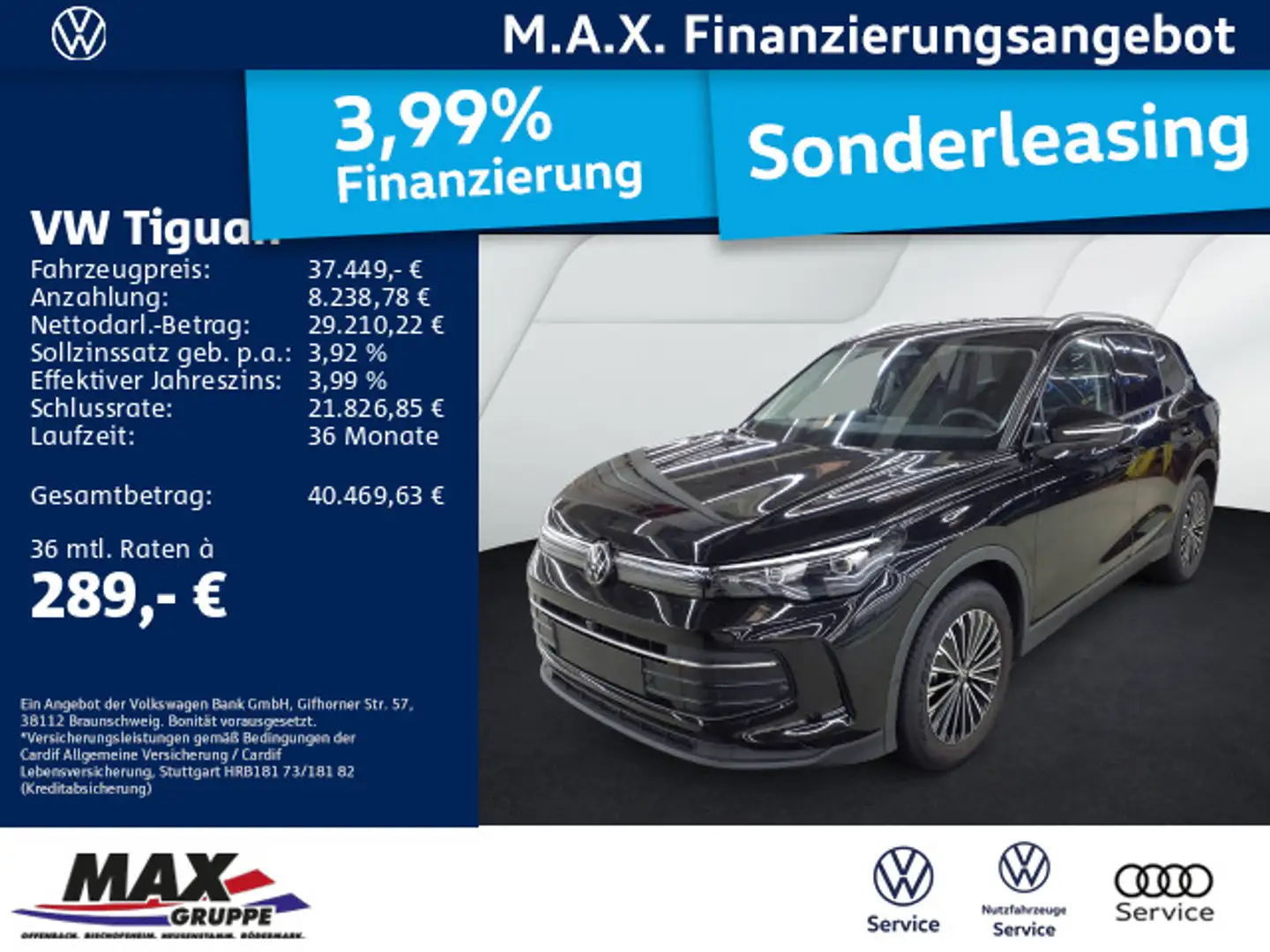 Volkswagen Tiguan 2.0 TDI DSG GOAL LED+AHK+KAMERA+360°+ Negro - 1